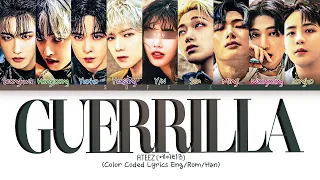 ATEEZ (에이티즈) – Guerrilla Lyrics | 9 members KARAOKE ver. | (Color Coded Lyrics Eng/Rom/Han)