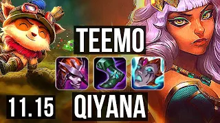 TEEMO vs QIYANA (TOP) | 10/2/10, 1000+ games, 1.2M mastery, Legendary | BR Diamond | v11.15