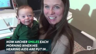 Baby hears parents' voices for the first time