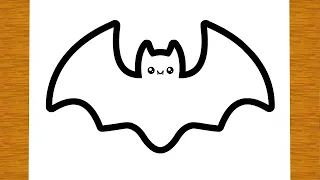 HOW TO DRAW A CUTE BAT FOR HALLOWEEN