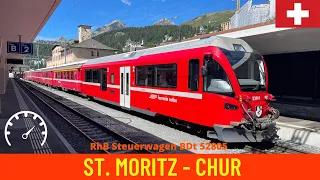 Cab ride St. Moritz - Chur / train drivers view along Switzerland’s Albula line in 4K (July 2022)