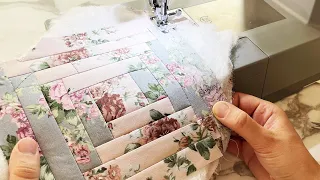 Amazing patchwork idea from leftover fabric. Sewing and Patchwork for beginners.