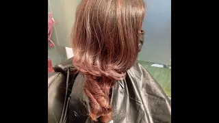 Deep brown red tinch Violet blonde base & copper Lowlights and balyage technique looks Stunning