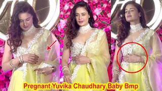 Pregnant Yuvika Chaudhary Trying To Hide Her Baby Bump at Arti Singh Sangeet Ceremony