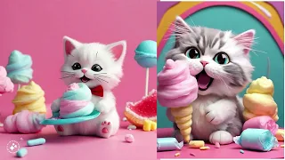 cute cat eating cotton candy yummy #cute #funnyshorts #funny