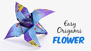 How to make an Origami Flower. Easy Traditional Japanese Origami Iris or Lily.