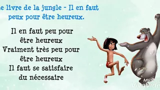 Le livre de la jungle- Il en faut peut pour être heureux (Lyrics)