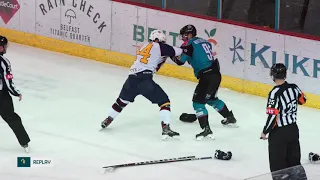 David Rutherford vs Jesse Craige EIHL fight 9-2-19