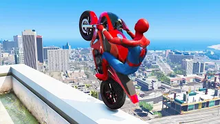 GTA 5 Spiderman Epic Jumps  Spider-Man Stunts & Fails Ragdolls Gameplay