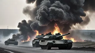 Horrifying Moment, Today a German Leopard Tank, Attacked and Destroyed the Russian Tank-90SM Troop!!