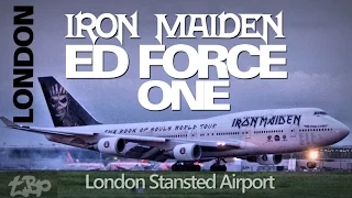 IRON MAIDEN Plane ED FORCE ONE London Stansted Airport Landing Air Atlanta Icelandic Boeing 747 [4K]
