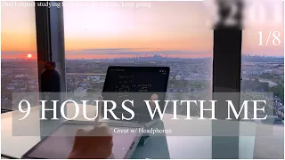 9 HOUR STUDY WITH ME| Sunrise View| White Noise for Studying| POMODORO 50/10| Mindful Studying|