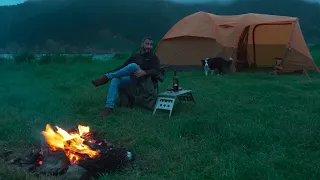 Car CAMPING in RAIN with HUGE TENT