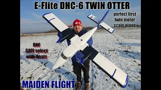 E-Flite DHC-6 Twin Otter 1.2m BNF Basic includes floats Maiden flight