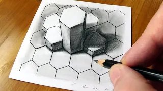 Pop Up Patterns - Drawing Honeycomb - Zentangle Inspired 3D Trick Art