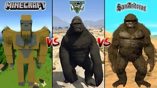 MINECRAFT KING KONG VS GTA 5 KING KONG VS GTA SAN ANDREAS KING KONG - WHO IS BEST?