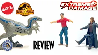 EXTREME DAMAGE Owen and Velociraptor Blue Pursuit Pack Mattel REVIEW. The best Blue figure yet
