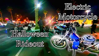 ELECTRIC MOTORCYCLE AT A HALLOWEEN RIDE OUT