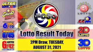 Swertres|3D and EZ2|2D Lotto 5PM Draw, Tuesday, August 31, 2021