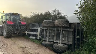 I don’t like Mondays. Trailer tipped over disaster and Jcb’s stuck