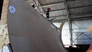 five year old  skateboarder clive on 12ft. vert ramp