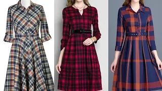 💋MOSTLY IMPRESSIVE AND INNOCENT CHECK PRINT COTTON FABRIC CASUAL WEAR SKATER DRESSES SHIRTS DRESSES