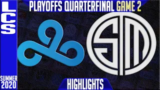 C9 vs TSM Highlights Game 2 | LCS Summer 2020 Playoffs Quarterfinals | Cloud9 vs Team Solomid G2