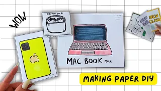 [🐾Paperdiy🐾] Making Paper iPhone15📱 & Macbook 💻& Airpods 🎧 종이 아이폰 만들기 , satisfying unboxing, ASMR