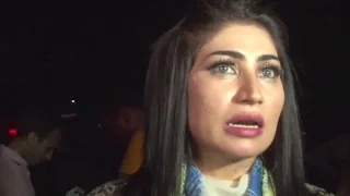 Qandeel Baloch outside PTI jalsa in Lahore