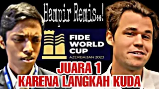 DUA KUDA SERANG RAJA❗ Magnus Carlsen Juara Fide World Cup 2023 Setelah Kalahkan Praggnanandhaa