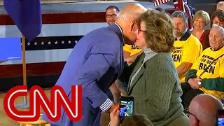 Joe Biden jokes at event with voter  She pulled me close