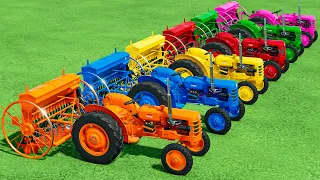 TRANSPORTING & PLANTING with MINI VOLVO TRACTORS & COLORED SEEDERS ! Farming Simulator 22