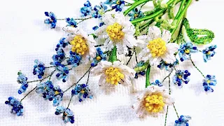 Миниатюрные ромашки из бисера МК от Koshka2015 - цветы из бисера,  бисероплетение Beaded flowers DIY
