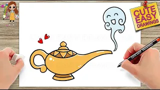 How to Draw Aladdin Lamp Easy | How To Draw A Genie Lamp Step by Step Tutorial