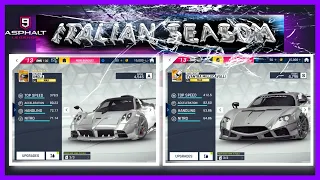 Asphalt 9: ITALIAN SEASON : NEW CARS MAX STATS