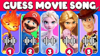 Guess The Movie By Song 🎬🎶 | Elemental, Super Mario Bros, Frozen, Tangled, Toy Story, Spider-man