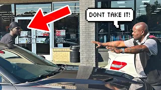 STEALING CARS OUTSIDE OF STORES PRANK!