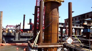 Open Ended Pipe Pile Driving In Coastal Area - Impact hammer