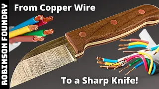 Knife made from COPPER WIRE - Its SHARP!! - Aluminum bronze with forged edge