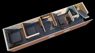 14' X 55' | 3D Interior House Design | 2BHK |