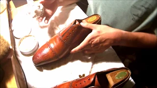 ASMR How to Clean, Condition and Shine shoes, mirror shine Magnanni Santiago