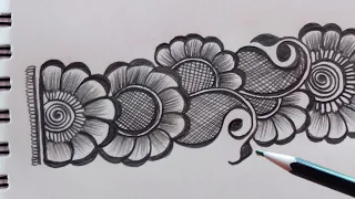 Easy Mehndi Design Drawing with Pencil | Adorable Mehndi Drawing on Paper Tutorial for Beginners