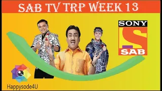 Sony Sab Tv week 13 Offline TRP  sab tv week 13 Offline trp  Wagle Ki Duniya, JCPKH, TMKOC