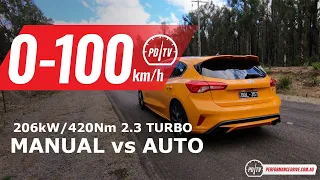 2020 Ford Focus ST 0-100km/h & engine sound (manual vs auto)