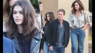 Kaia Gerber, 16, dons biker jacket for outing with parents Cindy Crawford and Rande Gerber in Malibu