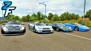 F1 GT vs 911 GT1 SV vs EB110 vs AMG CLK GTR Drag Race! | Forza Horizon 4