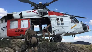 Navy Rescue Helicopter One wheel landing