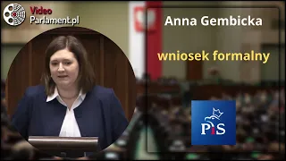 Anna Gembicka  - wniosek formalny