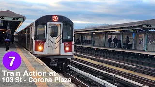 MTA NYC Subway: Exp/Lcl 7 Train Action at 103 St Corona Plaza