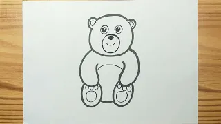 BEAR DRAWING TUTORIAL FOR PRESCHOOL | Animal Drawing Tutorial